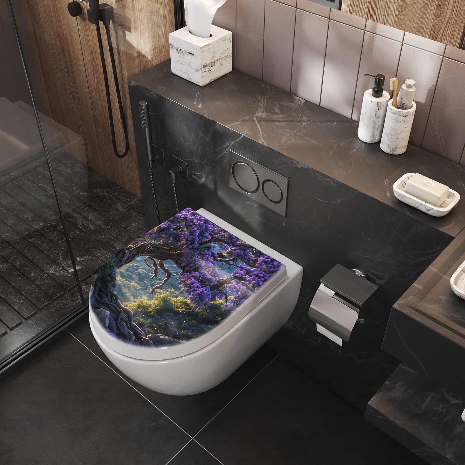 WC-Sitz mit Absenkautomatik Magischer Baum