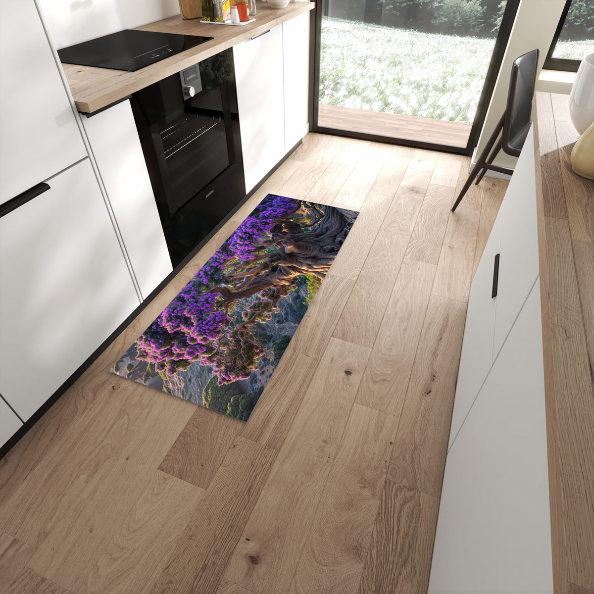 Langlebiger Küchenläufer mit Motiv Alter Weiser Baum in moderner Küche #grösse_60 x 150 cm