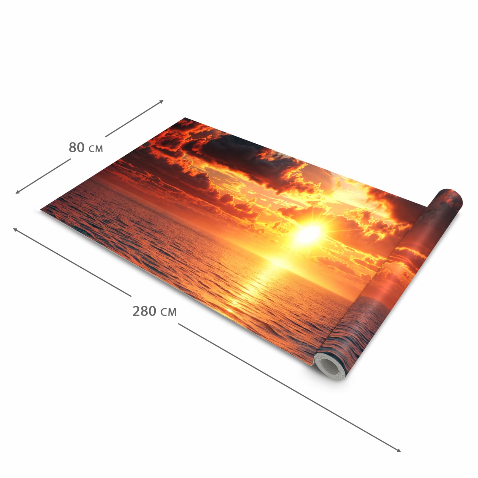 Geräuschdämpfender Küchenteppich mit Motiv Sonnenuntergang Meer in der Grösse 60x120 cm