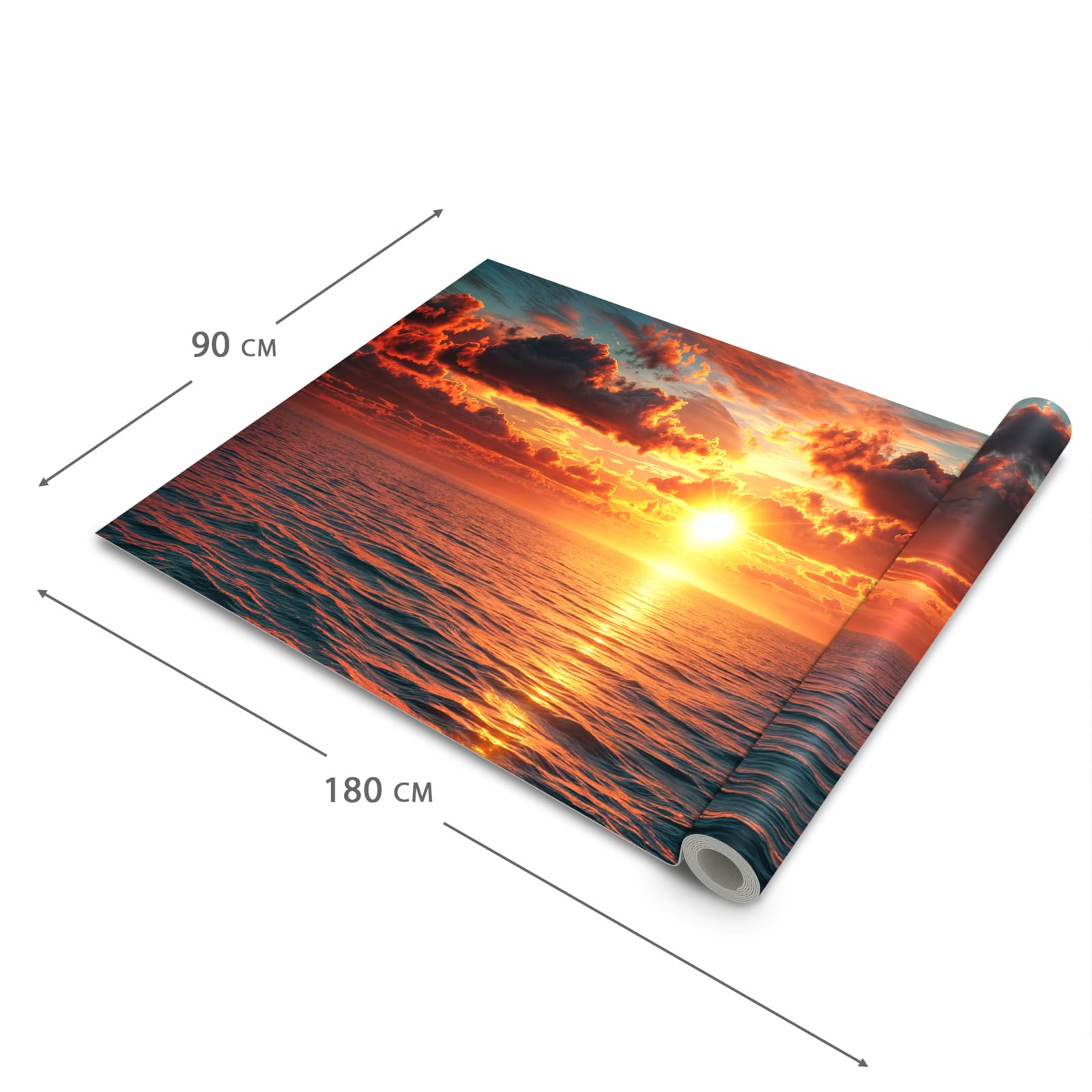 UV-beständiger Küchenteppich mit Motiv Sonnenuntergang Meer in der Grösse 60x120 cm