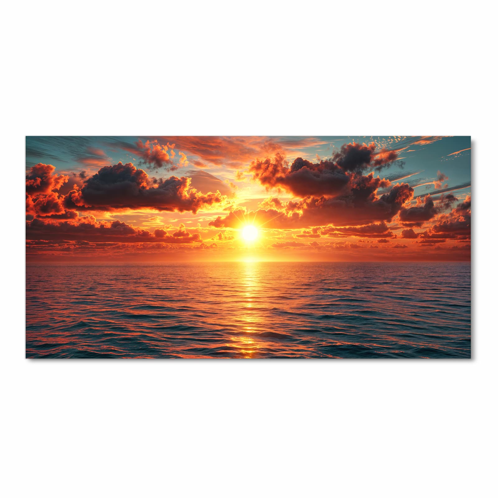 Feuchtigkeitsresistenter Küchenläufer mit Motiv Sonnenuntergang Meer in Frontansicht