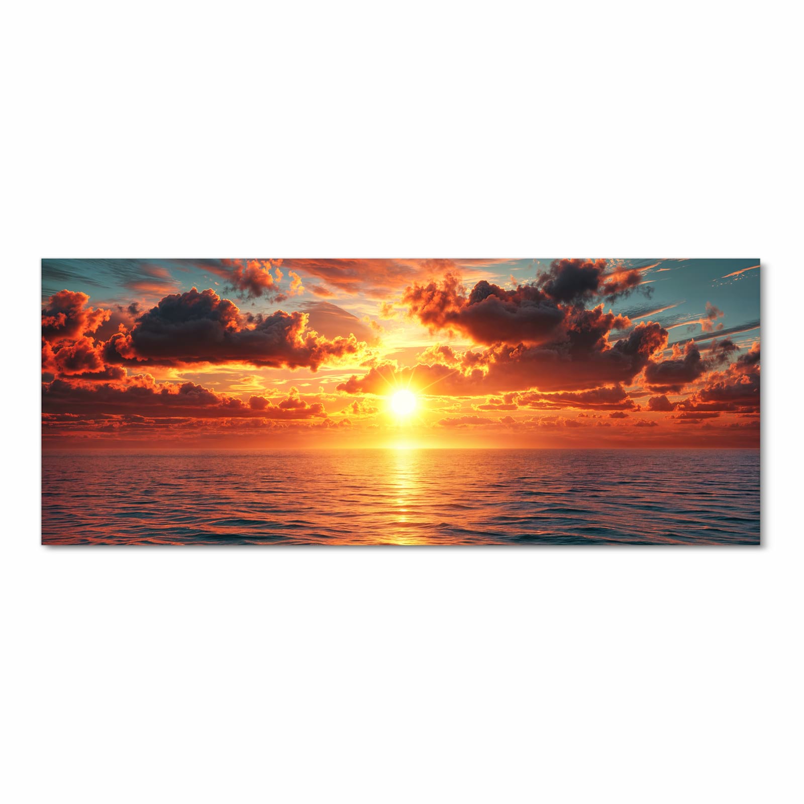 Bodenschonender Küchenteppich mit Motiv Sonnenuntergang Meer in Frontansicht