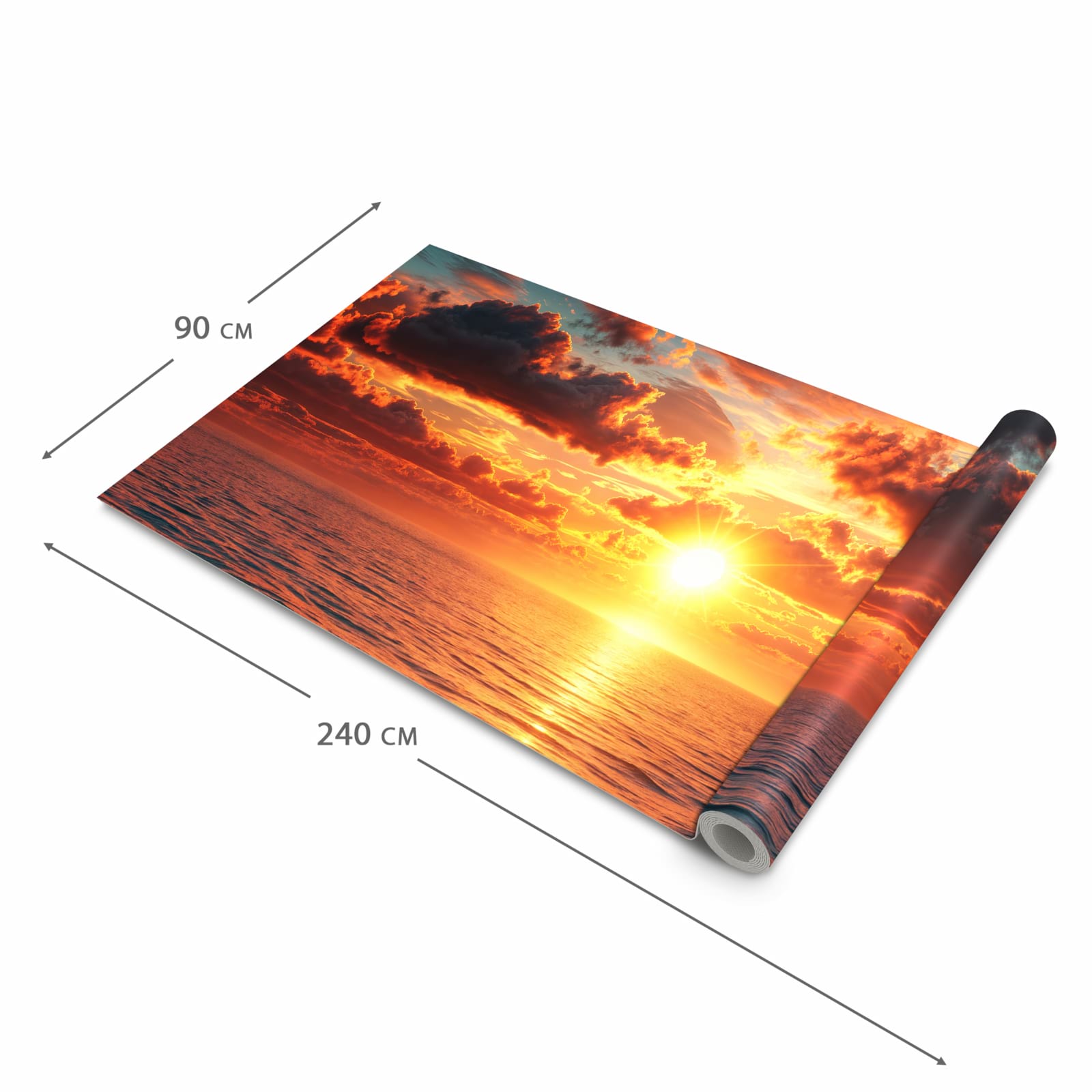 Komfortabler Küchenteppich mit Motiv Sonnenuntergang Meer in der Grösse 60x120 cm