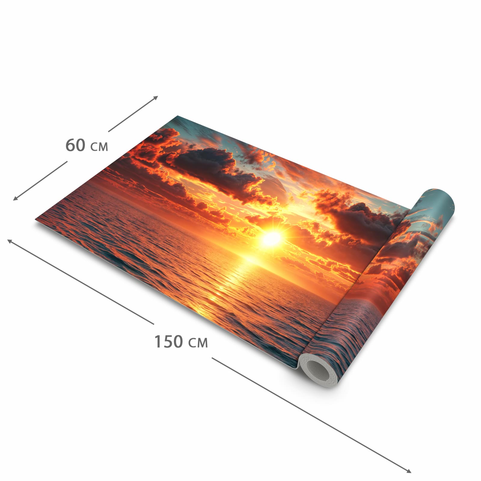 Feuchtigkeitsresistenter moderner Küchenläufer mit Motiv Sonnenuntergang Meer in der Grösse 60x120 cm