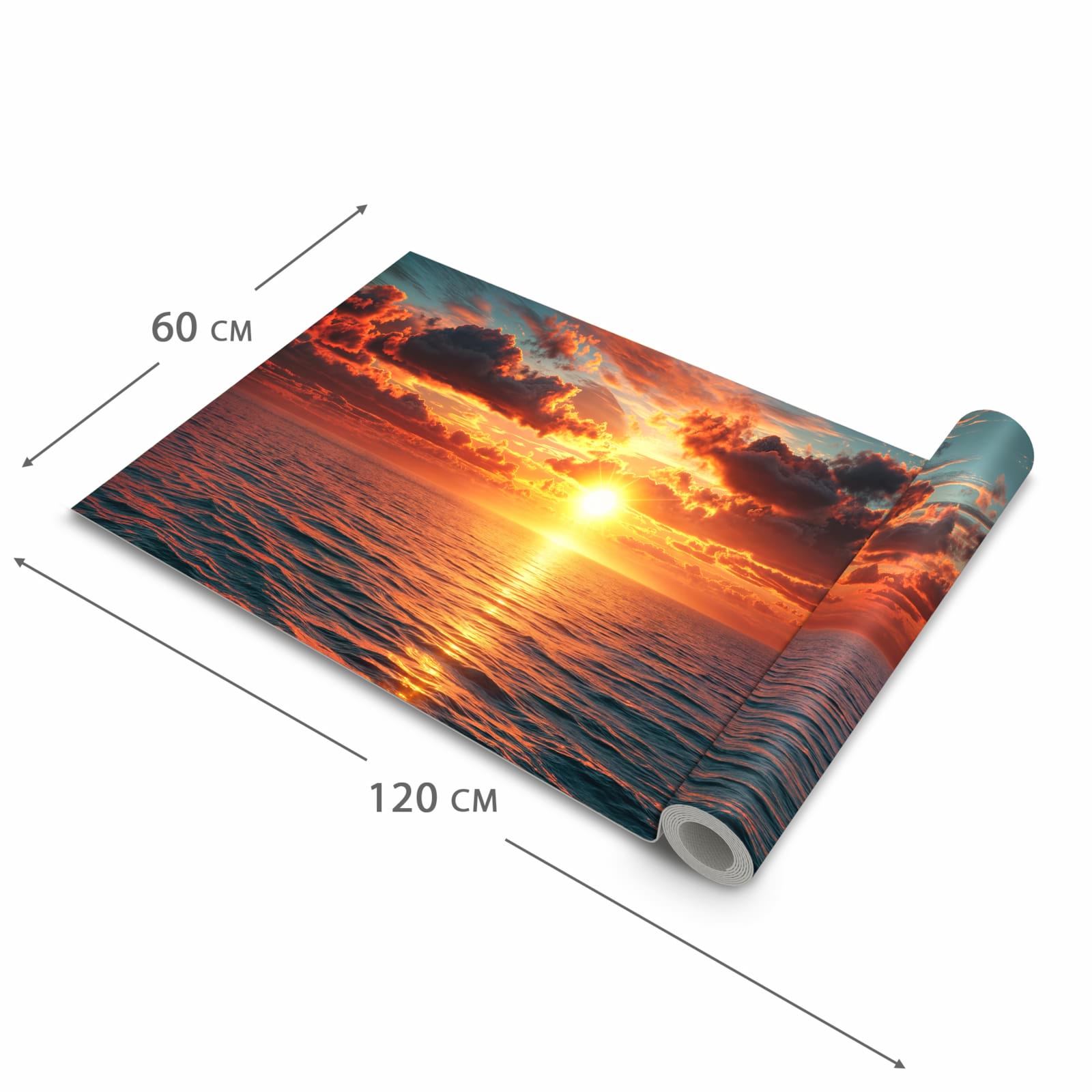 Rutschfester Küchenläufer mit Motiv Sonnenuntergang Meer in der Grösse 60x120 cm