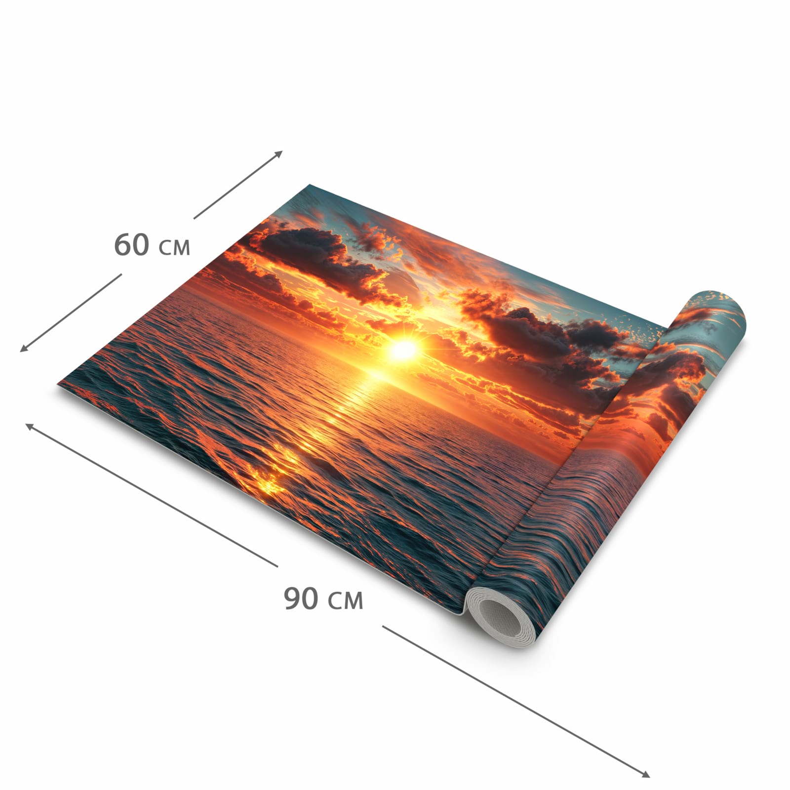 Formstabiler abwaschbarer Küchenteppich mit Motiv Sonnenuntergang Meer in der Grösse 60x120 cm