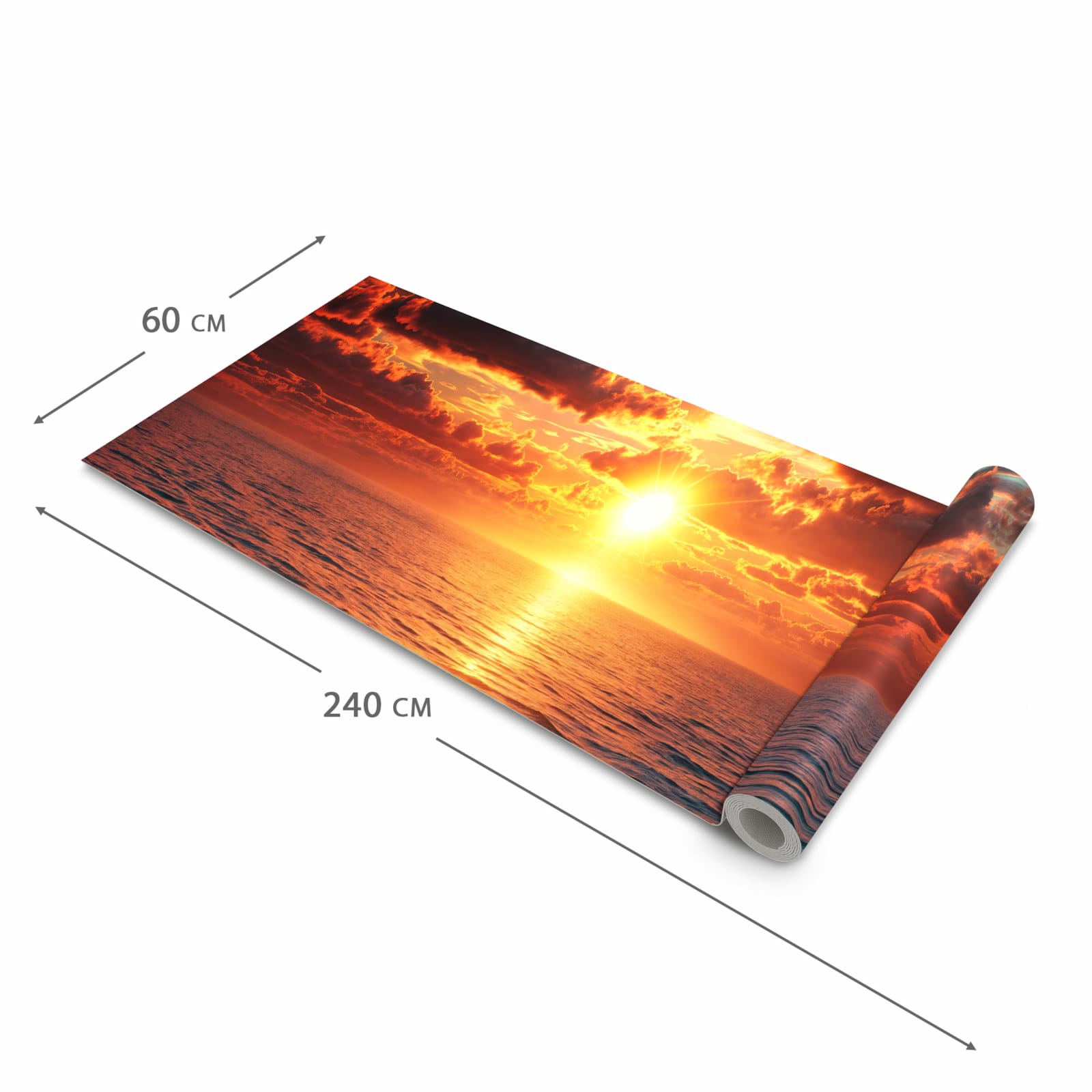 Waschbarer Küchenläufer mit Motiv Sonnenuntergang Meer in der Grösse 60x120 cm für Ordnung