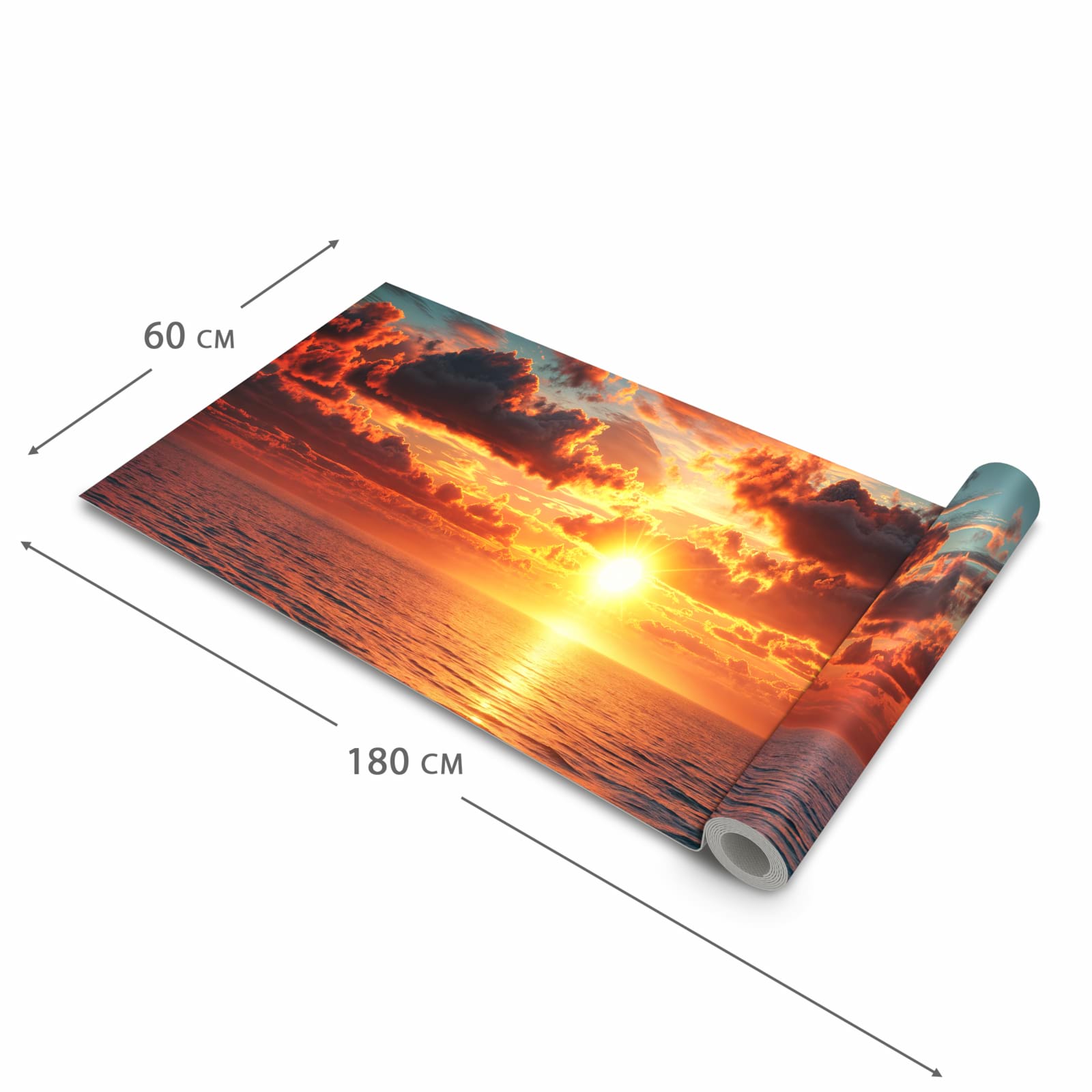 Bodenschonender Küchenläufer nach Maß mit Motiv Sonnenuntergang Meer in der Größe 60x120 cm