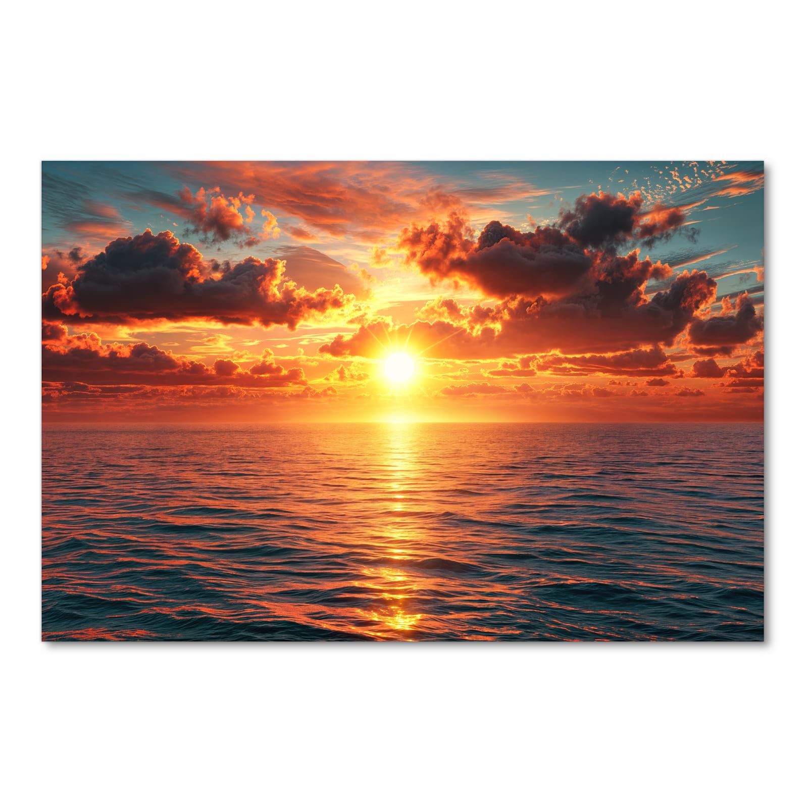 Küchenteppich mit Motiv Sonnenuntergang Meer in Frontansicht für sicheres Aufbewahren