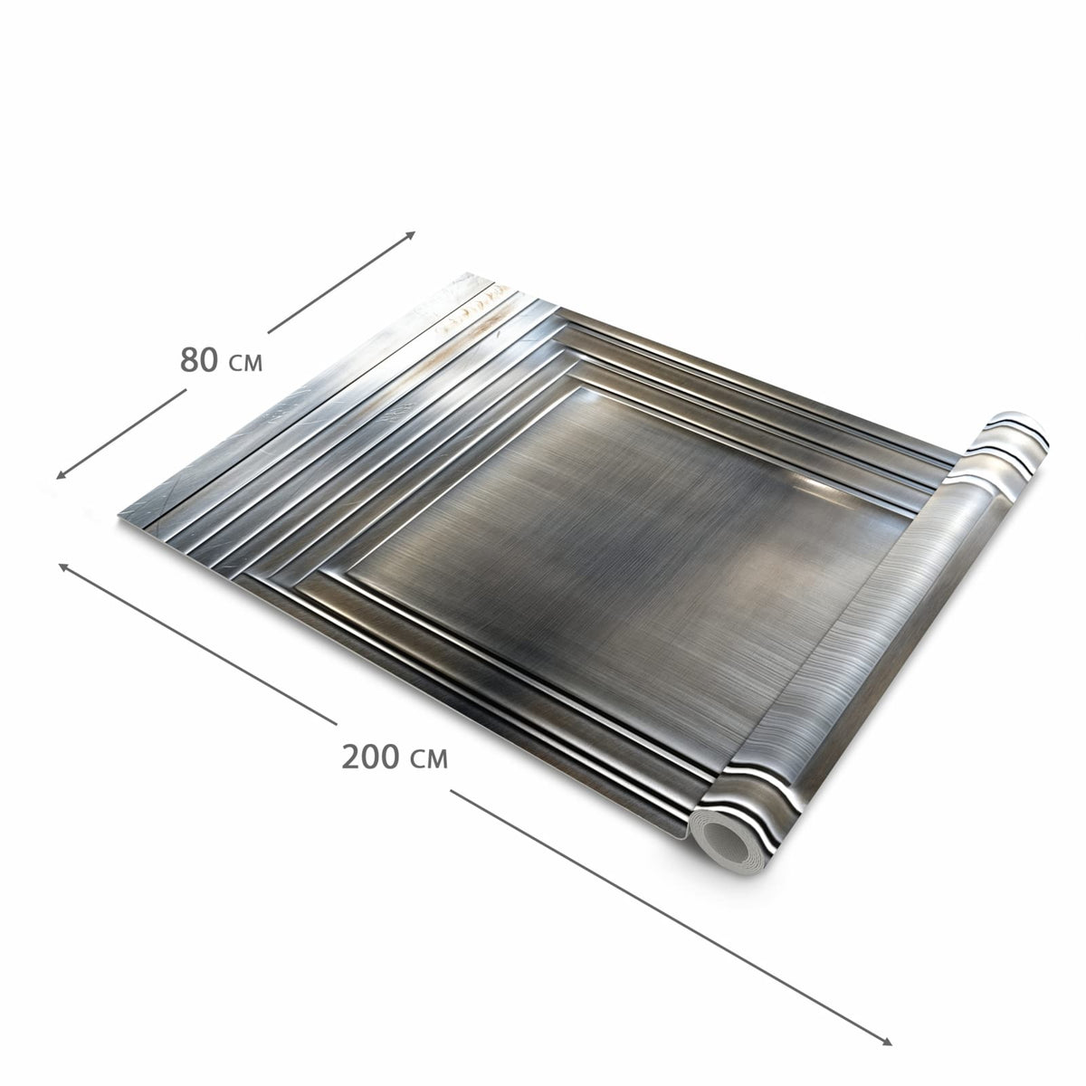 Abriebfester Küchenteppich mit Motiv Metallrahmen in der Grösse 60x300 cm, waschbar