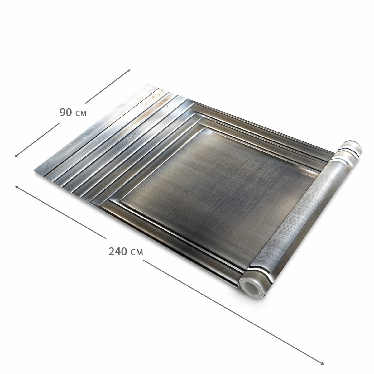 Schmutzabweisender Küchenteppich mit Motiv Metallrahmen in der Größe 60x300 cm
