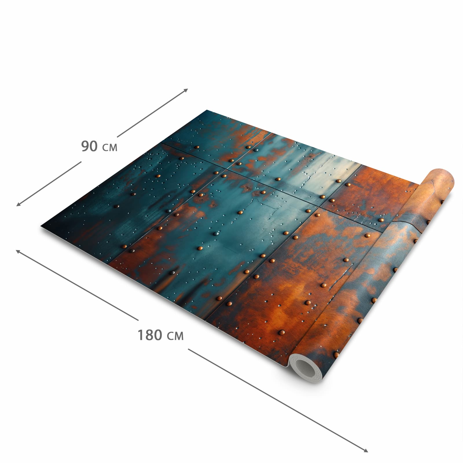 Rutschhemmender dünner Teppich mit Motiv Industriedesign in der Grösse 80x250 cm