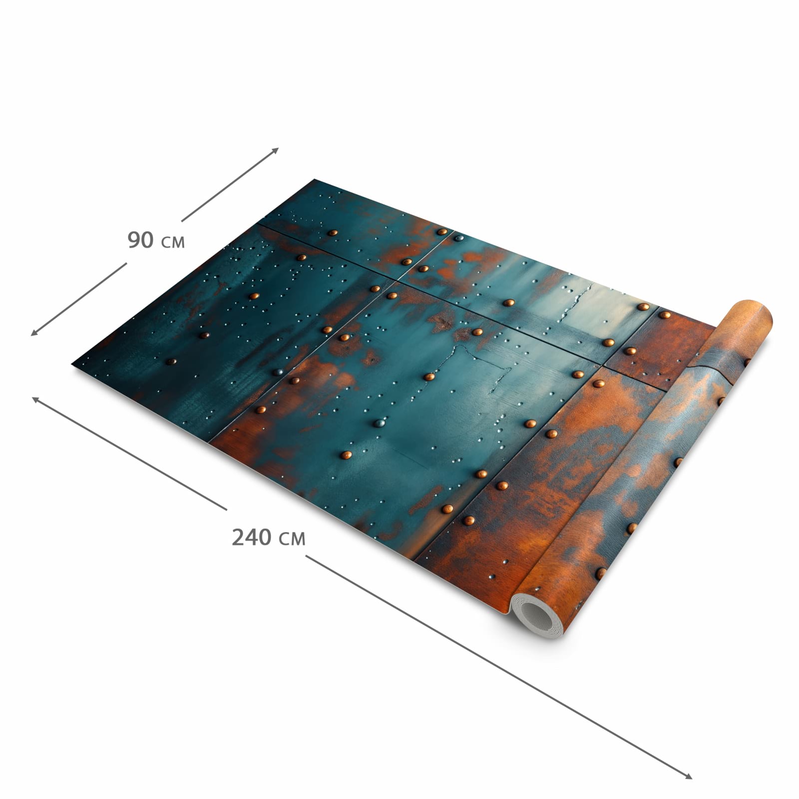 Rutschfester dünner Teppich mit Motiv Industriedesign in der Grösse 80x250 cm, einfach zu reinigen