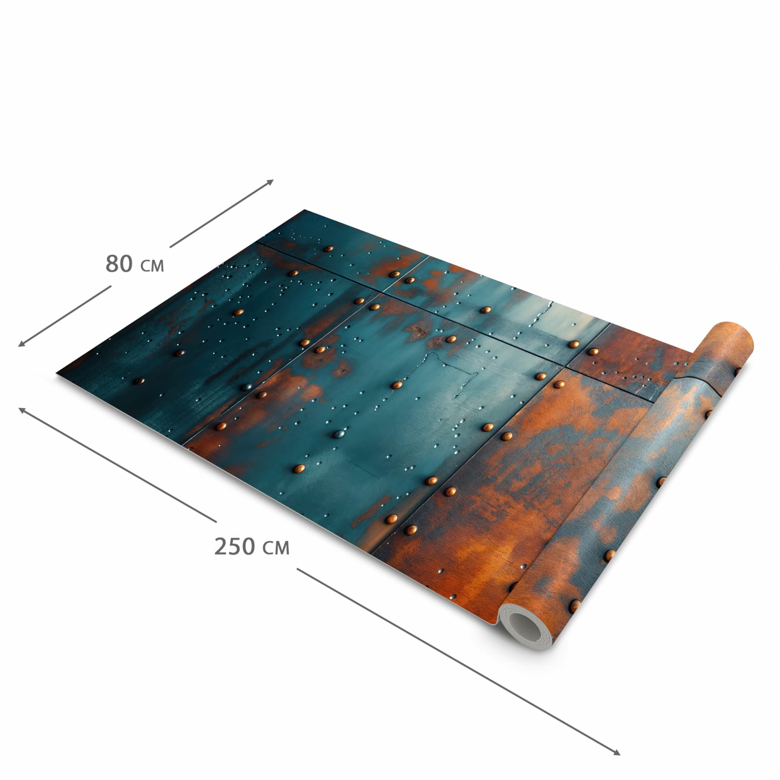 Flacher Küchenläufer mit Motiv Industriedesign in der Grösse 80x250 cm für lange Flure