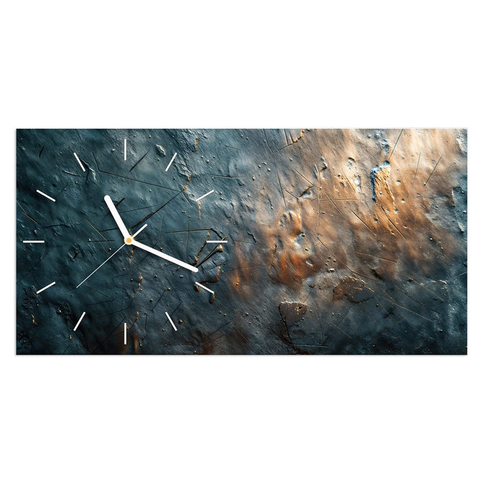 Wanduhr Metallische Oberfläche aus Glas – Querformat 60 × 30 cm mit Ziffernblatt Linie