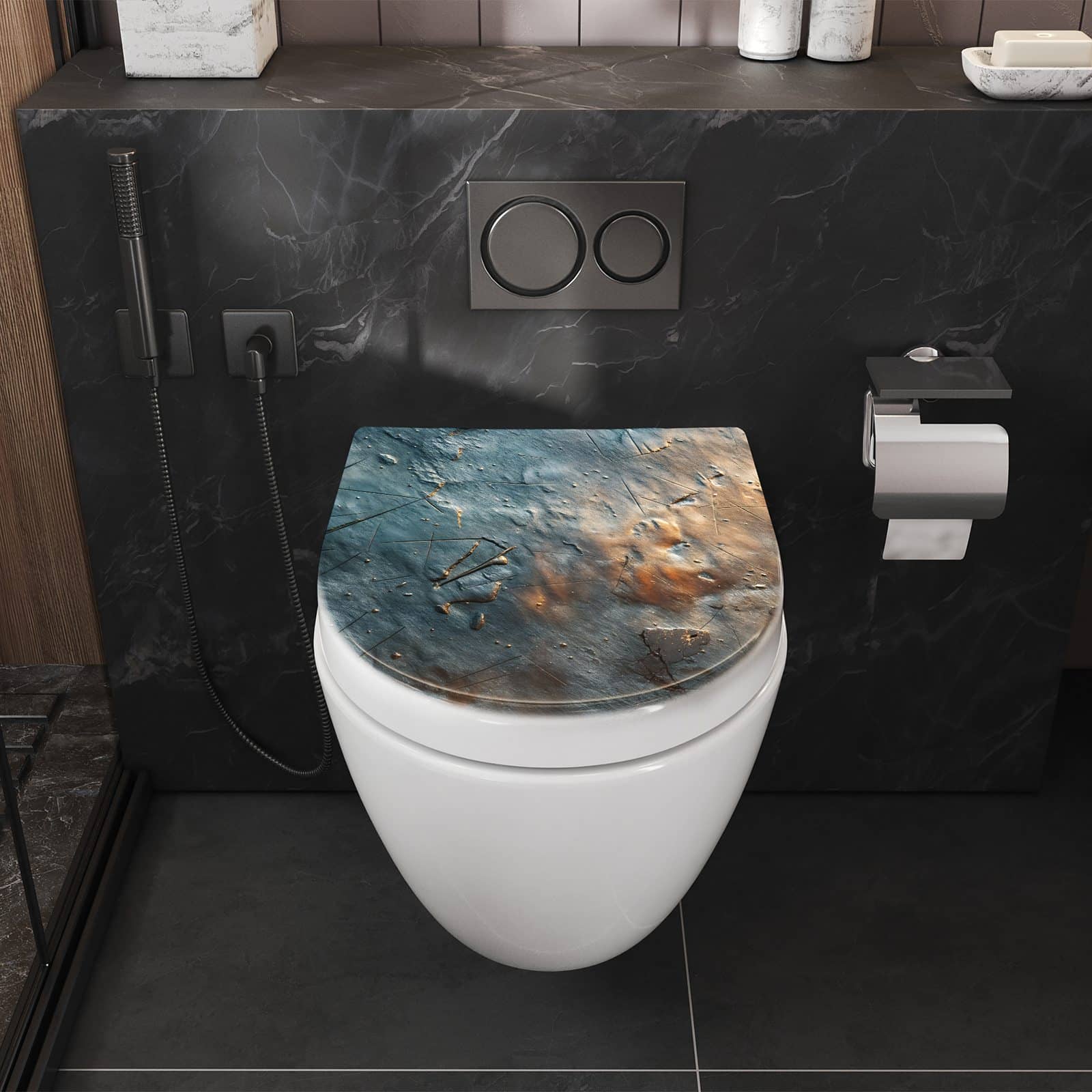 WC-Sitz mit Absenkautomatik Metallische Oberfläche