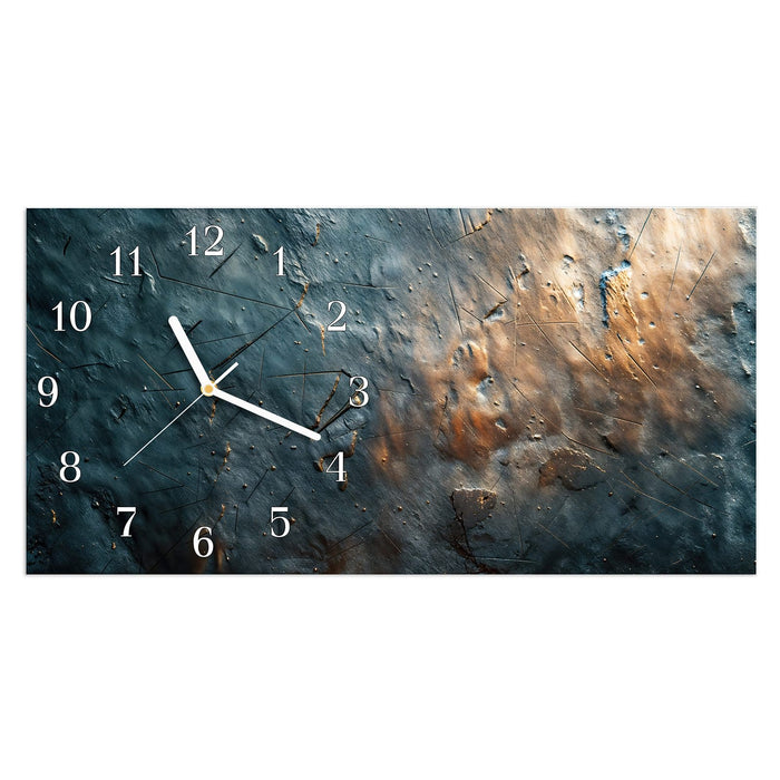 Wanduhr Metallische Oberfläche aus Glas – Querformat 60 × 30 cm mit Ziffernblatt Klassisch