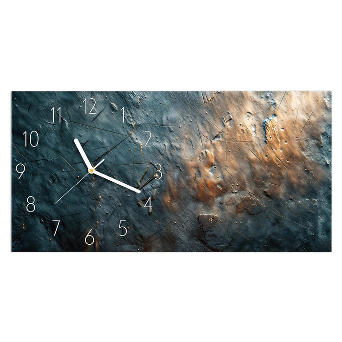 Wanduhr Metallische Oberfläche aus Glas – Querformat 60 × 30 cm mit Ziffernblatt Elegant