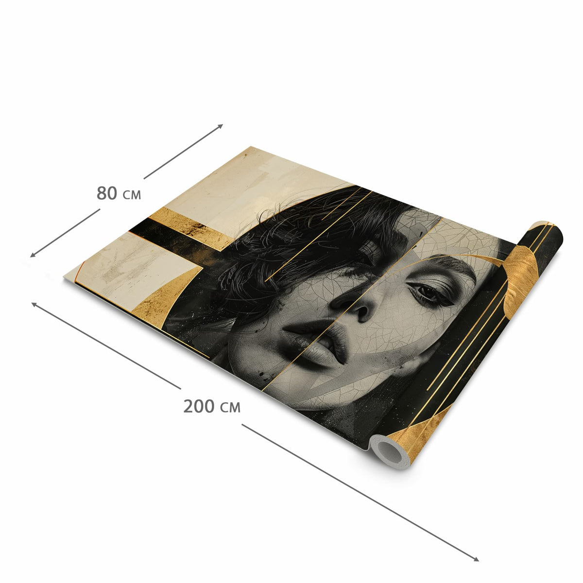 Pflegeleichter waschbarer Küchenläufer mit Motiv Künstlerisches Porträt in der Grösse 80x200 cm