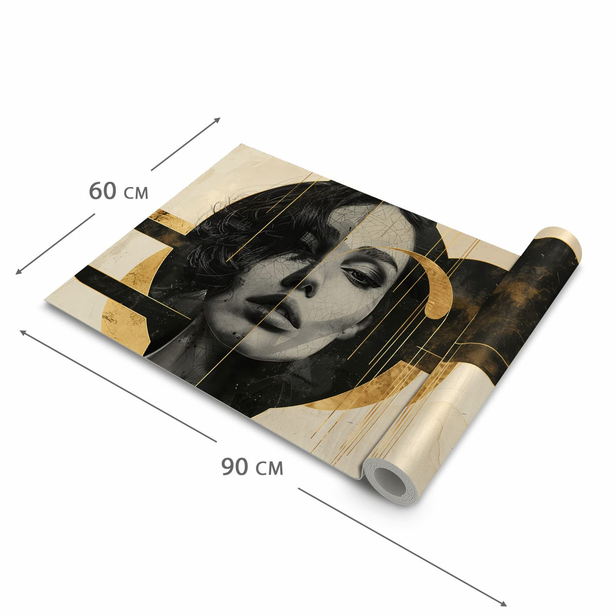 Flacher rutschfester Küchenläufer mit Motiv Künstlerisches Porträt in der Grösse 80x200 cm
