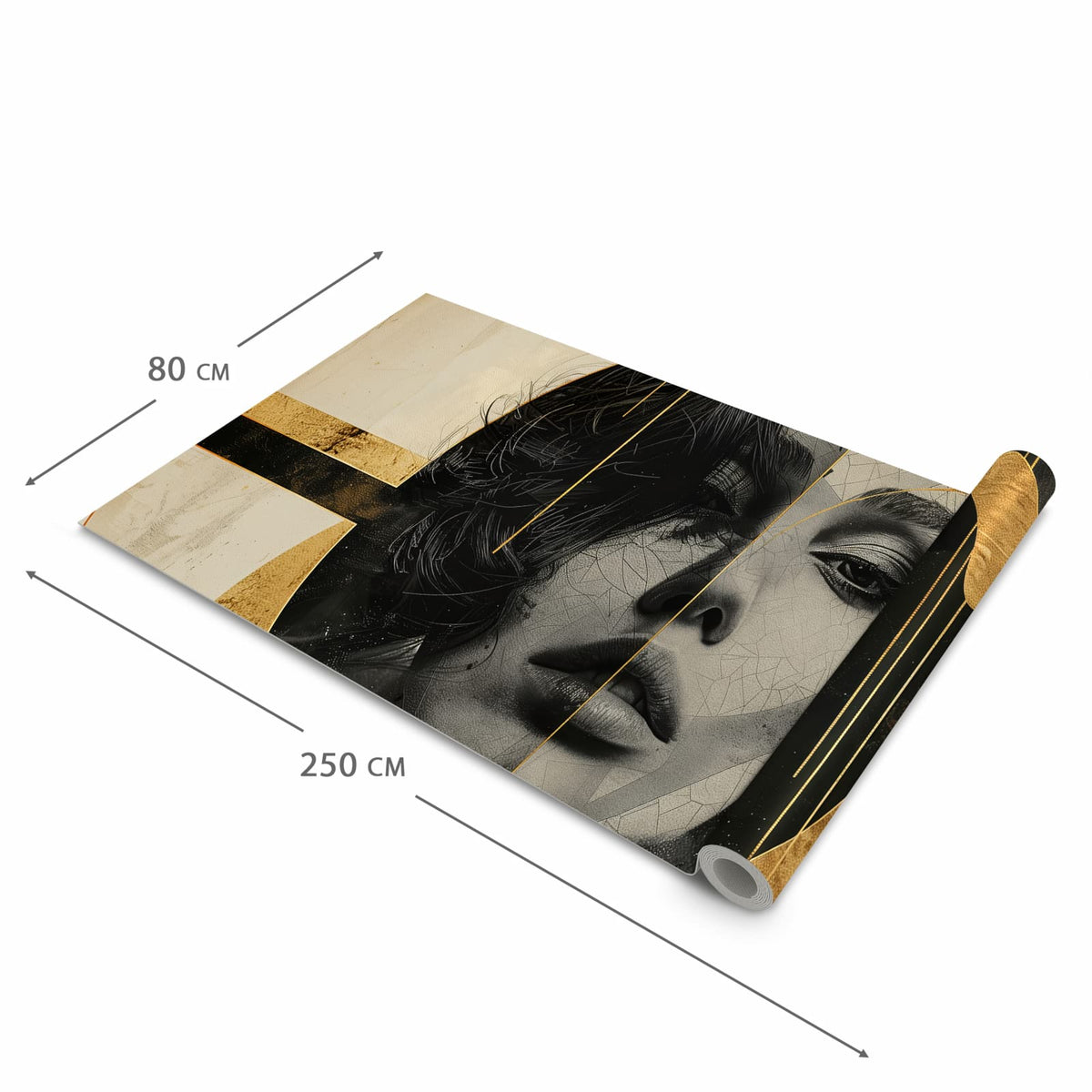 Komfortabler rutschfester Küchenläufer mit Motiv Künstlerisches Porträt in der Größe 80x200 cm