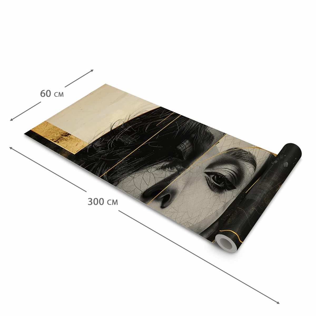 Langlebiger rutschfester Küchenläufer mit Motiv Künstlerisches Porträt in der Grösse 80x200 cm
