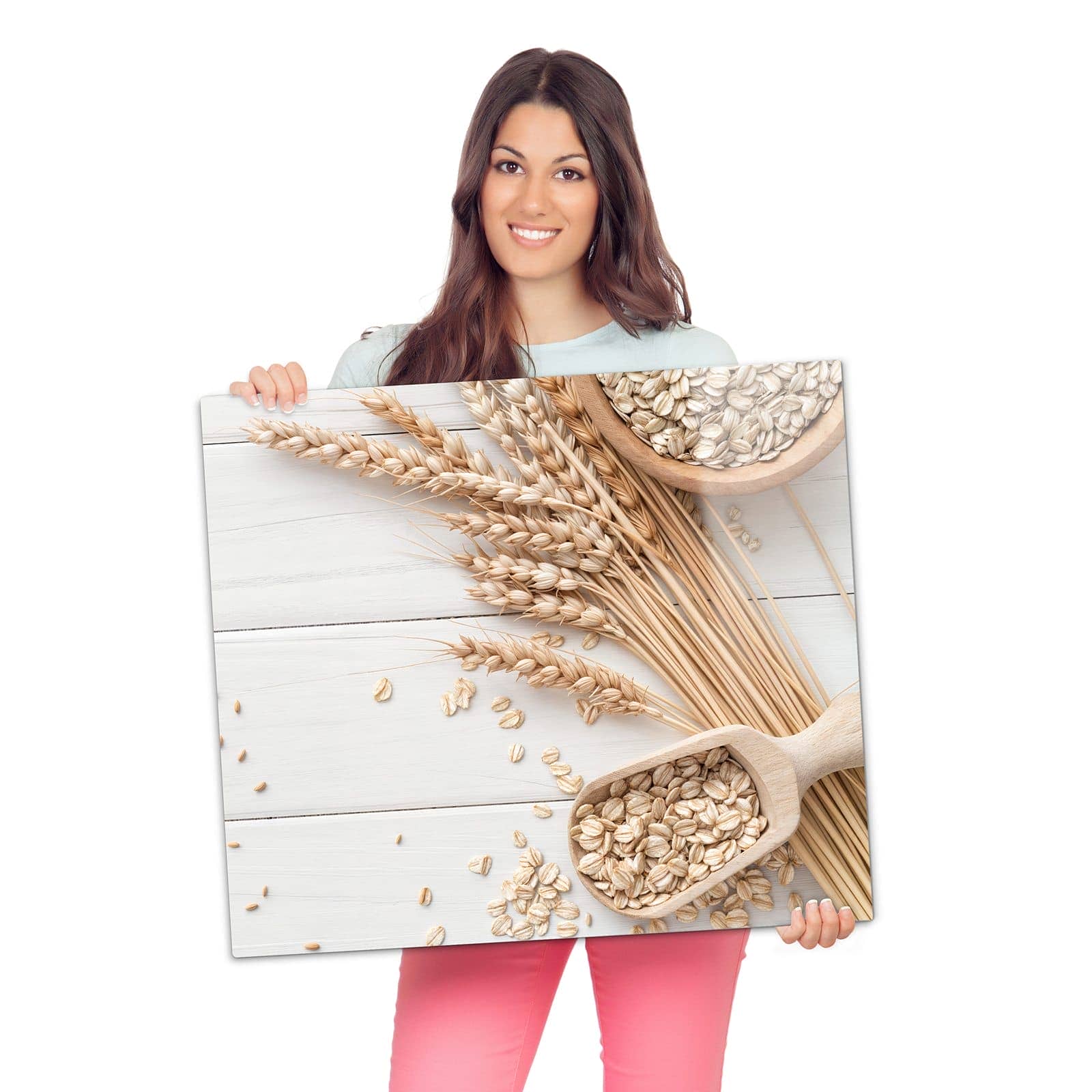 1-teilige Herdabdeckplatten mit Weizenoer Selektion-Motiv wird zur Größendarstellung gehalten