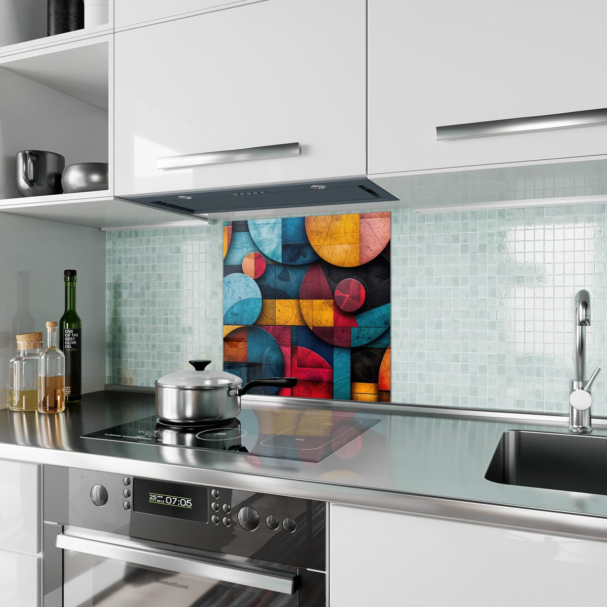 Küchenrückwand Formen im Bauhaus-Stil aus Glas – Kreise und Rechtecke im Bauhaus-Stil