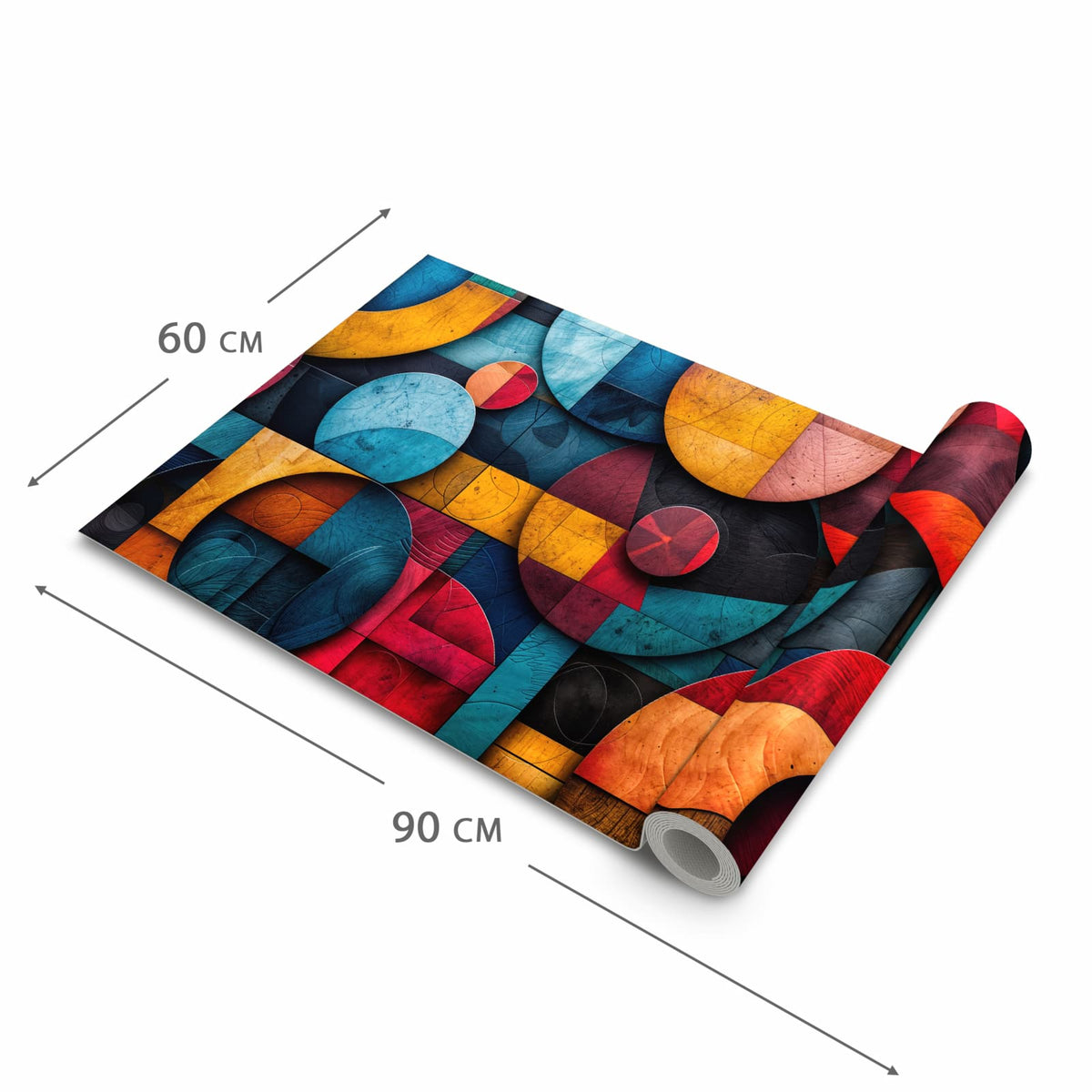 Küchenteppich mit Motiv Bunte Kreise in der Grösse 60x90 cm für sichere Aufbewahrung