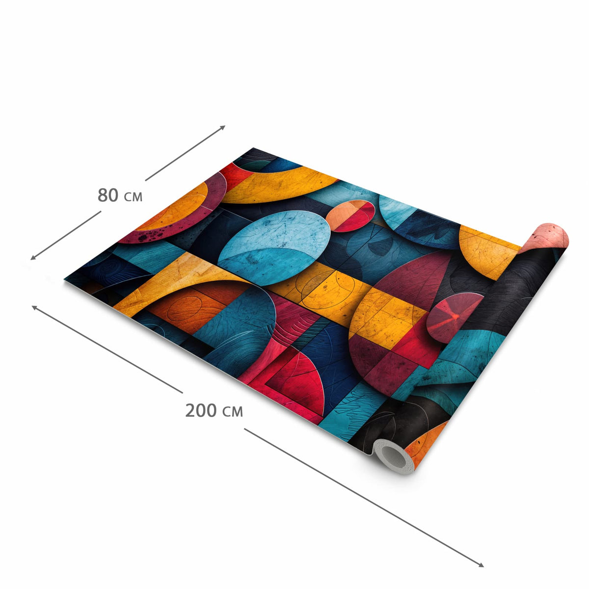 Zeitsparender Küchenteppich mit Motiv Bunte Kreise in der Grösse 60x90 cm
