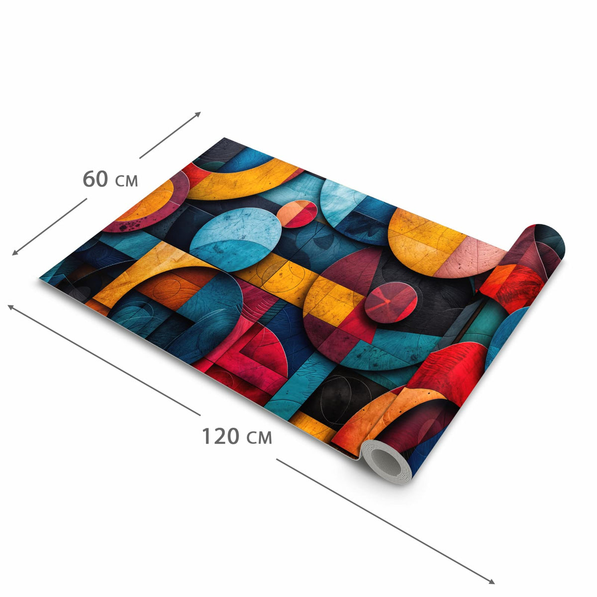 Feuchtigkeitsresistenter Küchenteppich mit Motiv Bunte Kreise in der Grösse 60x90 cm