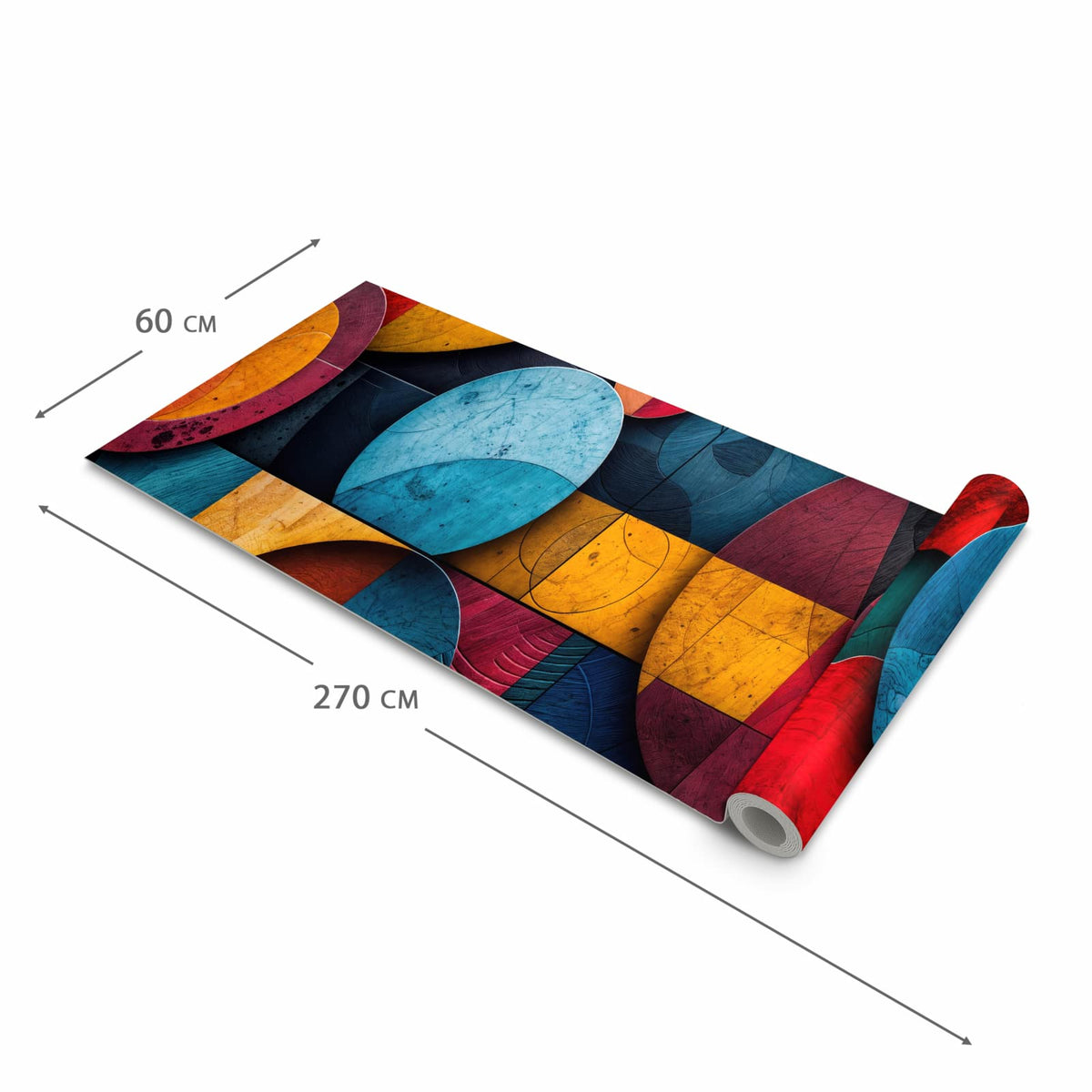 Farbbeständiger Teppich für die Küche mit Motiv Bunte Kreise in der Grösse 60x90 cm