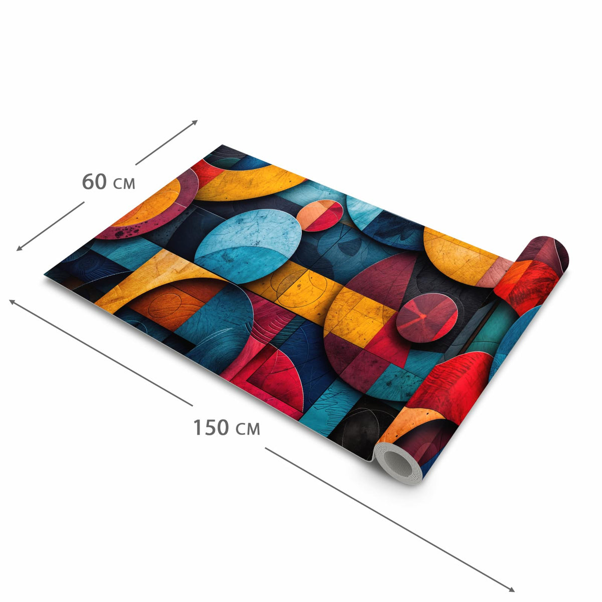 Bodenschonender Küchenteppich mit Motiv Bunte Kreise in der Größe 60x90 cm