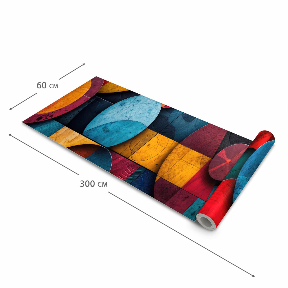 Formstabiler Küchenteppich mit Motiv Bunte Kreise in der Grösse 60x90 cm