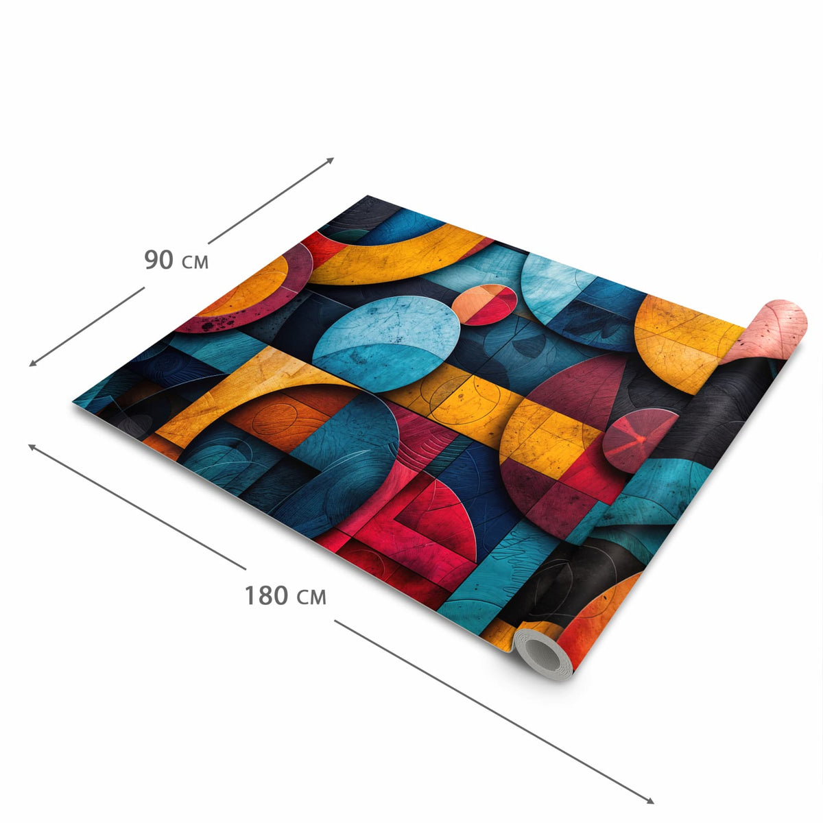 Komfortabler Küchenteppich mit Motiv Bunte Kreise in der Grösse 60x90 cm
