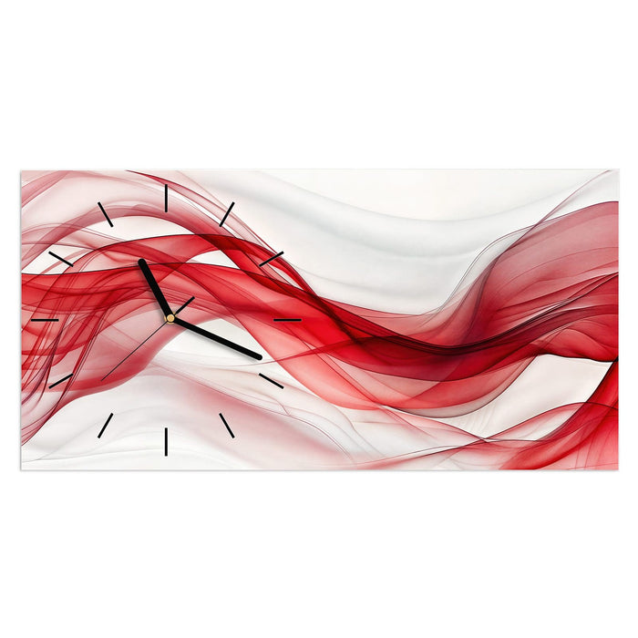 Wanduhr Farbige Wellen aus Glas – Querformat 60 × 30 cm mit Ziffernblatt Linie