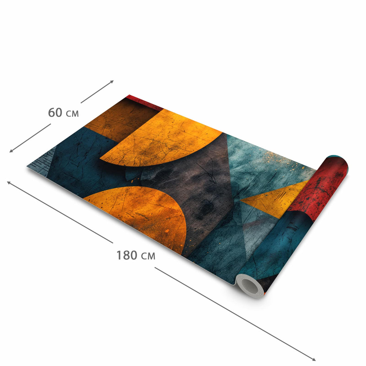 Flacher rutschfester Küchenläufer mit Motiv Geometrische Kunst in der Grösse 60x300 cm