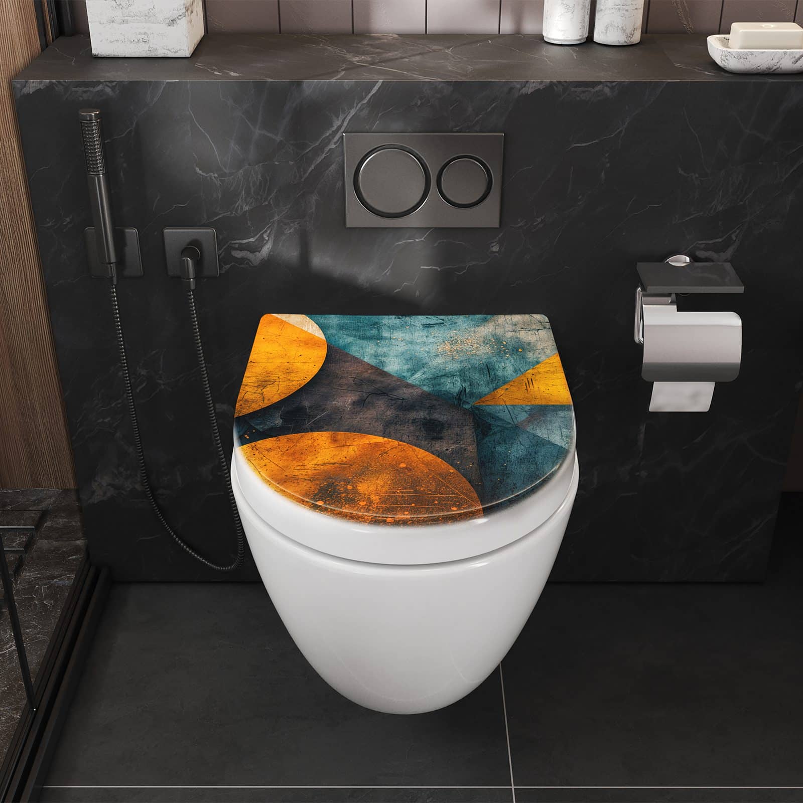 WC-Sitz mit Absenkautomatik Geometrische Kunst
