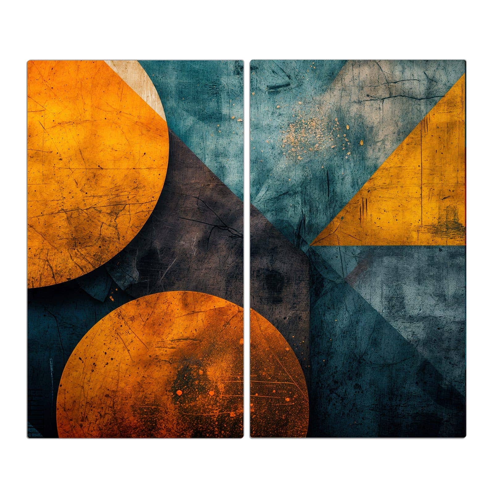2-teilige Herdabdeckplatte Induktion mit Geometrische Kunst-Motiv in der Frontansicht #grösse_2-Teilig (60x52cm)