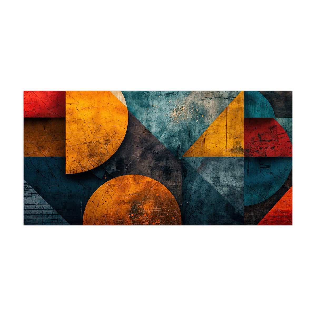 Küchenrückwand aus Glas Kreise und Dreiecke im Hochformat, Motiv bildfüllend von vorn