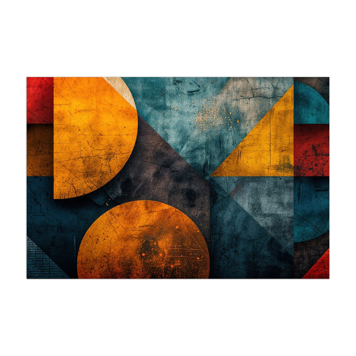 Küchenrückwand aus Glas Kreise und Dreiecke im Hochformat, Motiv bildfüllend von vorn