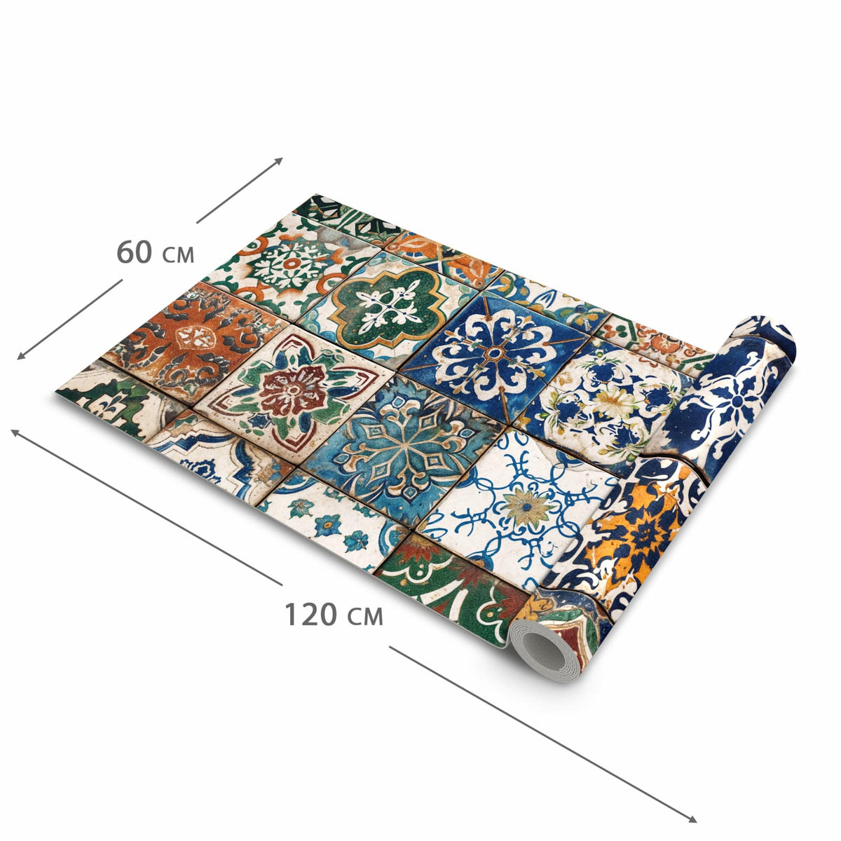 Fleckenresistenter waschbarer Teppich Küche mit Motiv Bunte Fliesenkacheln in der Grösse 60x90 cm