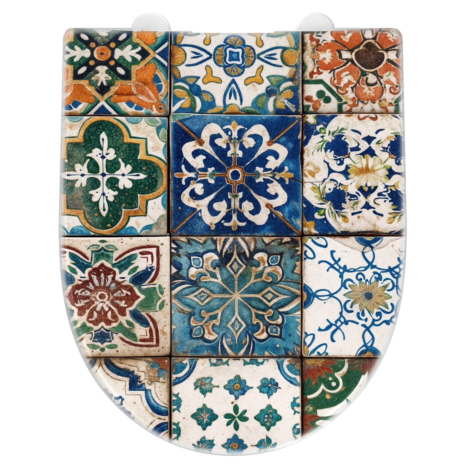 WC-Sitz mit Absenkautomatik Bunte Fliesenkacheln