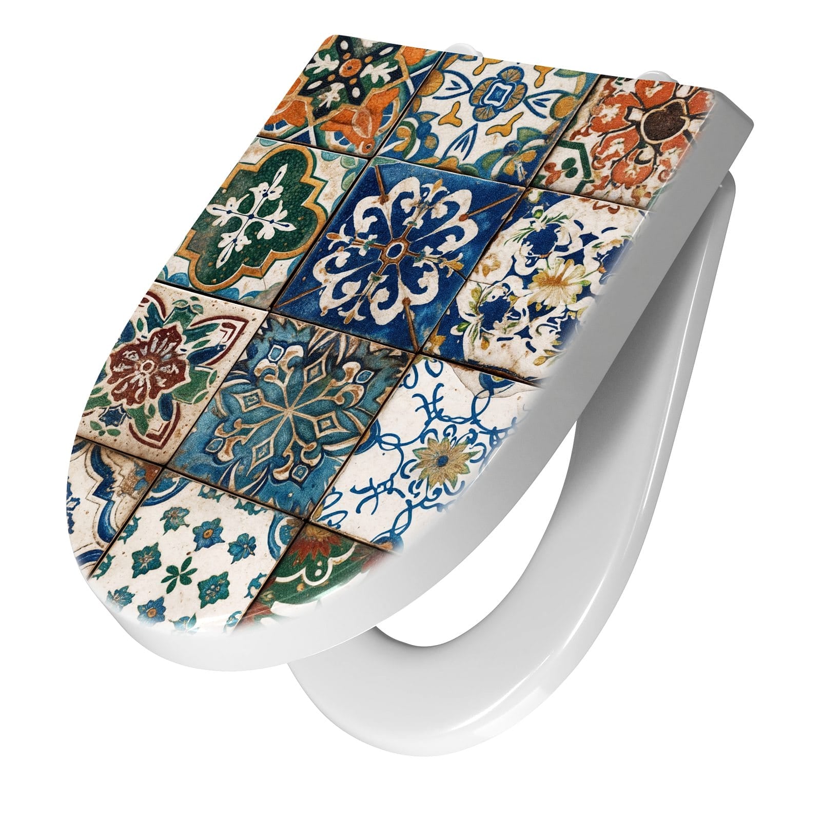 WC-Sitz mit Absenkautomatik Bunte Fliesenkacheln