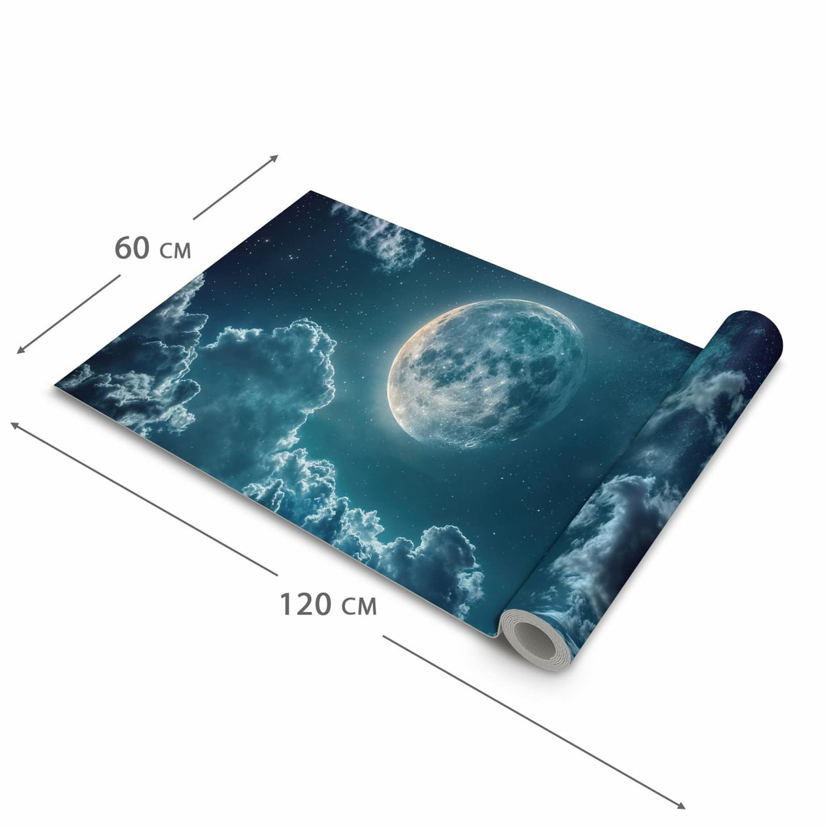 Flacher Küchenläufer mit Motiv Mond über Wolken in der Grösse 60x270 cm