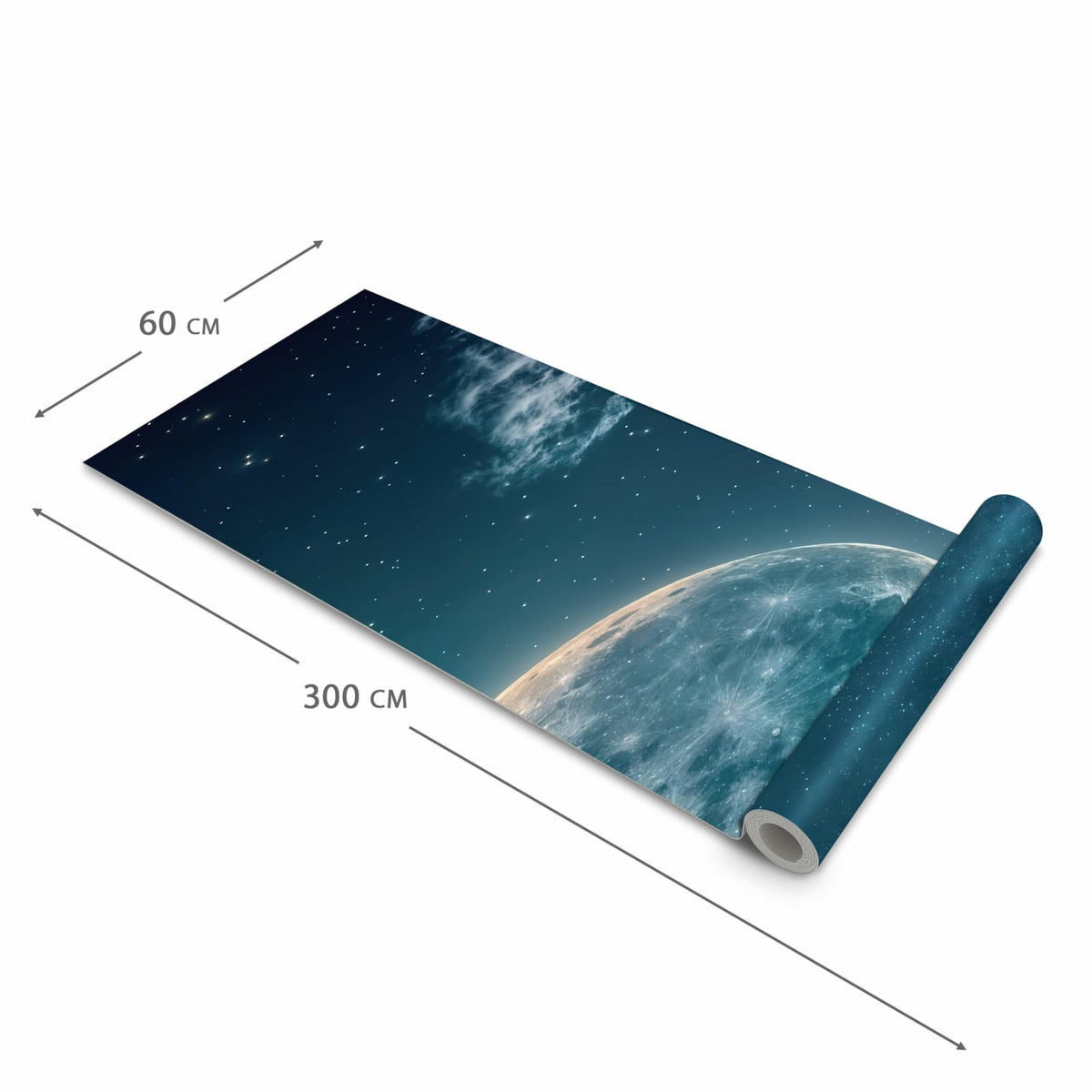 Küchenläufer für Eingangsbereich mit Motiv Mond über Wolken in der Größe 60x270 cm - angenehme Haptik