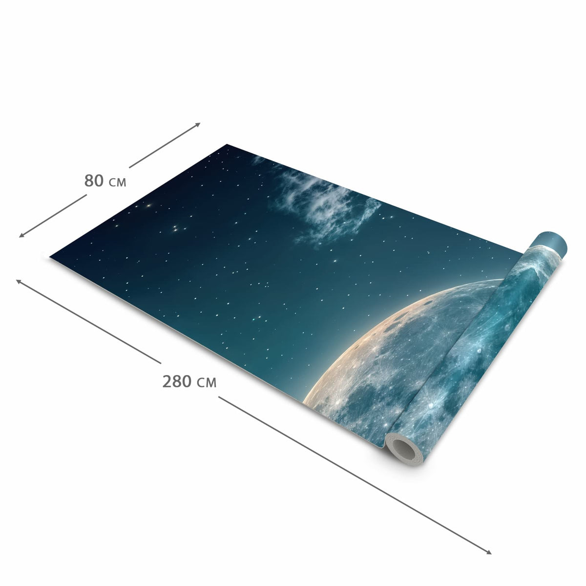 Langlebiger waschbarer Teppich mit Motiv Mond über Wolken in der Grösse 60x300 cm