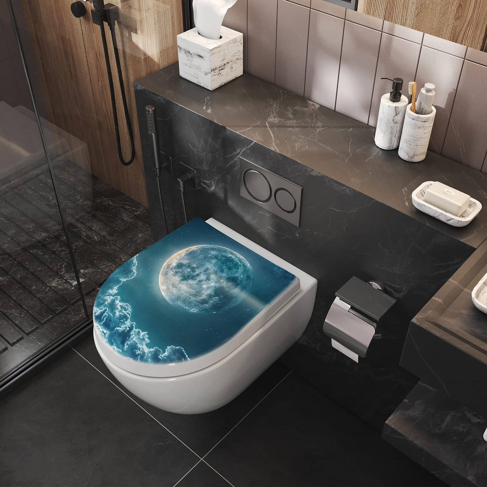 WC-Sitz mit Absenkautomatik Mond über Wolken