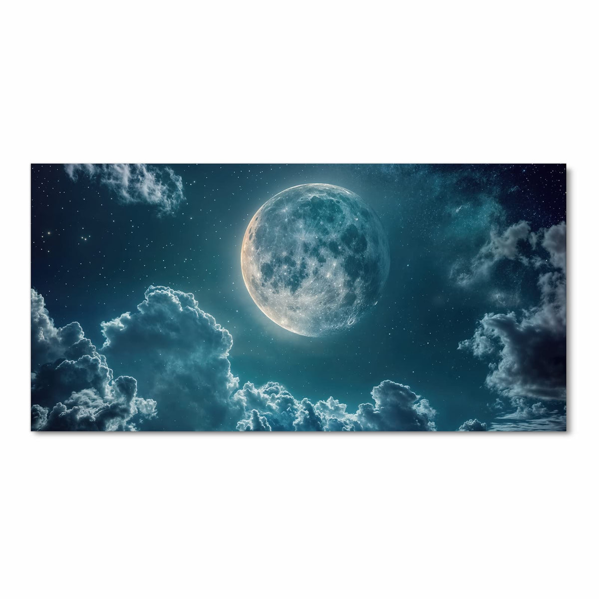 Waschbarer rutschfester Küchenläufer mit Motiv Mond über Wolken in Frontansicht