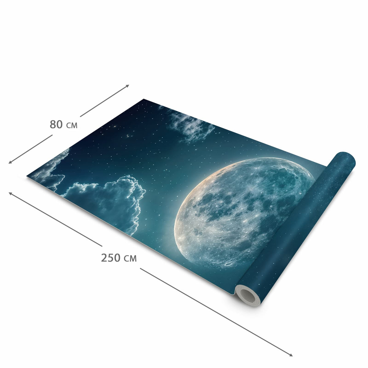 Waschbarer rutschfester Küchenteppich mit Motiv Mond über Wolken in der Grösse 60x300 cm